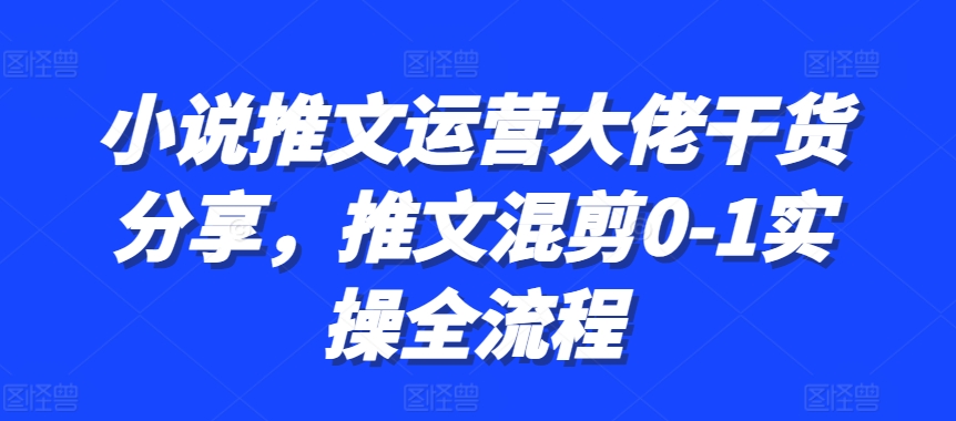 小说推文运营大佬干货分享，推文混剪0-1实操全流程-腾渊网创