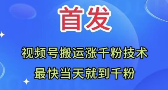 全网首发：视频号无脑搬运涨千粉技术，最快当天到千粉【揭秘】-腾渊网创