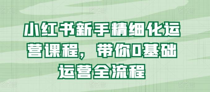 小红书新手精细化运营课程，带你0基础运营全流程-腾渊网创
