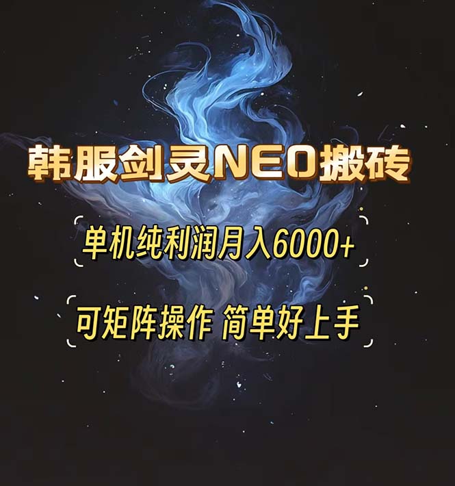 韩服剑灵NEO搬砖攻略，单机纯利润月入6000+ 可矩阵操作，简单好上手。-腾渊网创