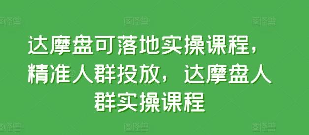 达摩盘可落地实操课程，精准人群投放，达摩盘人群实操课程-腾渊网创