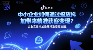 中小企业如何通过投放抖加带来精准获客变现？企业实体抖加投放精准变现秘籍-腾渊网创