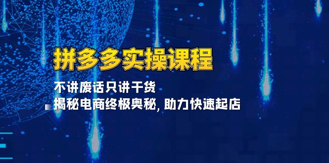 拼多多实操课程：不讲废话只讲干货, 揭秘电商终极奥秘,助力快速起店-腾渊网创