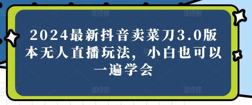 2024最新抖音卖菜刀3.0版本无人直播玩法，小白也可以一遍学会【揭秘】-腾渊论坛