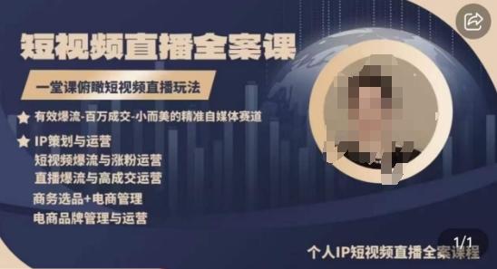 高品质IP短视频直播全案课程，一堂课俯瞰短视频直播玩法-腾渊网创