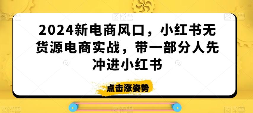 2024新电商风口，小红书无货源电商实战，带一部分人先冲进小红书-腾渊网创