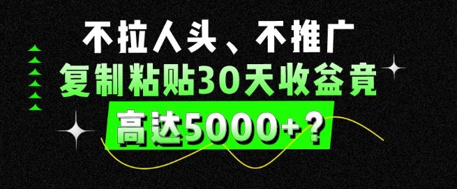 不拉人头、不推广，复制粘贴30天收益竟高达5000+？-腾渊网创