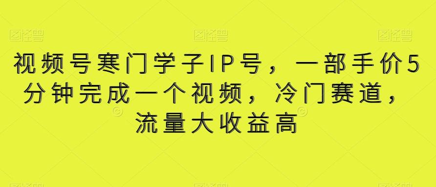 视频号寒门学子IP号，一部手价5分钟完成一个视频，冷门赛道，流量大收益高【揭秘】-腾渊网创