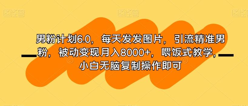 男粉计划6.0，每天发发图片，引流精准男粉，被动变现月入8000+，喂饭式教学，小白无脑复制操作即可-腾渊论坛