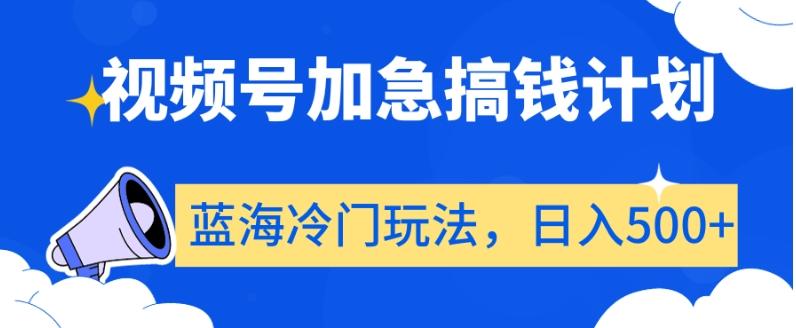 视频号加急搞钱计划，蓝海冷门玩法，日入500+【揭秘】-腾渊网创