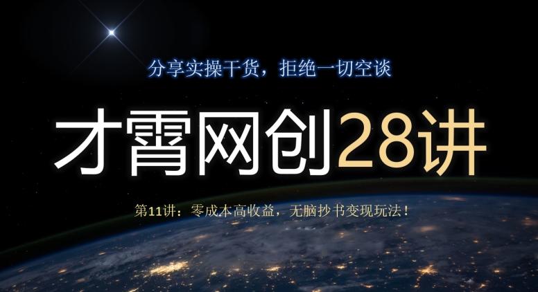 才霄网创28讲第11讲：零成本高收益，无脑抄书变现玩法！-腾渊论坛