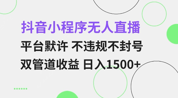 抖音小程序无人直播 平台默许 不违规不封号 双管道收益 日入多张 小白也能轻松操作【仅揭秘】-腾渊网创