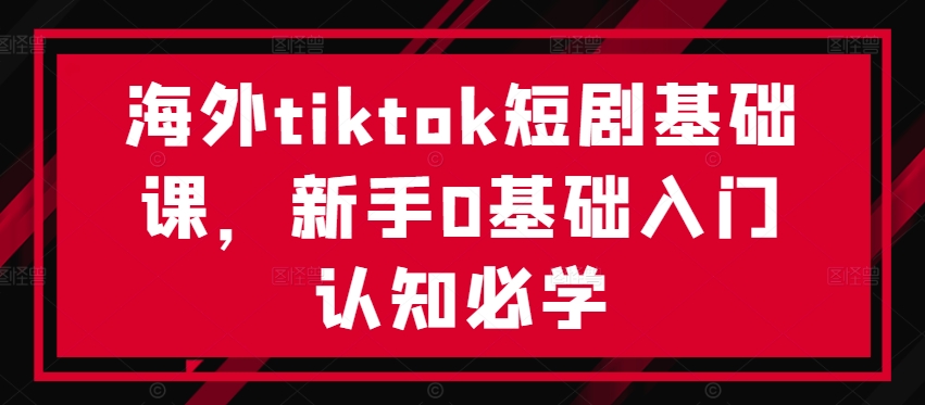 海外tiktok短剧基础课，新手0基础入门认知必学-腾渊网创