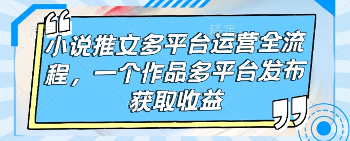 小说推文多平台运营全流程，一个作品多平台发布获取收益-腾渊网创