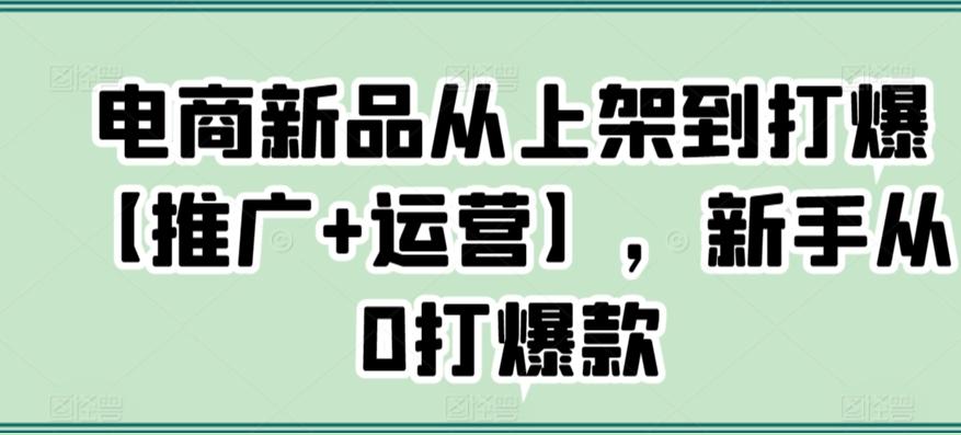 电商新品从上架到打爆【推广+运营】，新手从0打爆款-腾渊网创
