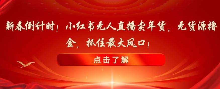 新春倒计时！小红书无人直播卖年货，无货源撸金，抓住最大风口【揭秘】-腾渊网创