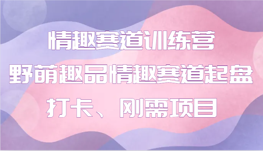 情趣赛道训练营 野萌趣品情趣赛道起盘打卡、刚需项目-腾渊网创