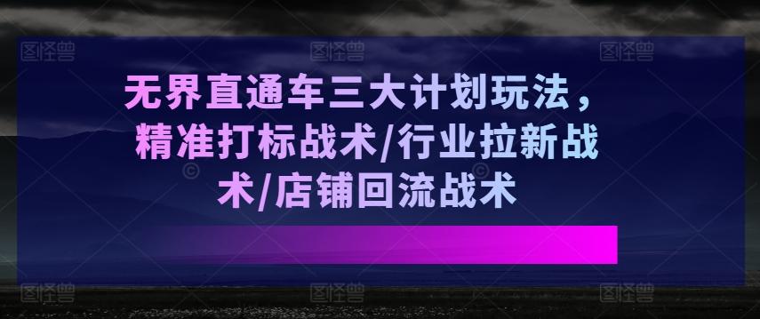 无界直通车三大计划玩法，精准打标战术/行业拉新战术/店铺回流战术-腾渊论坛