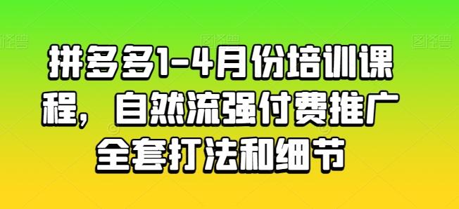 拼多多1-4月份培训课程，自然流强付费推广全套打法和细节-腾渊网创