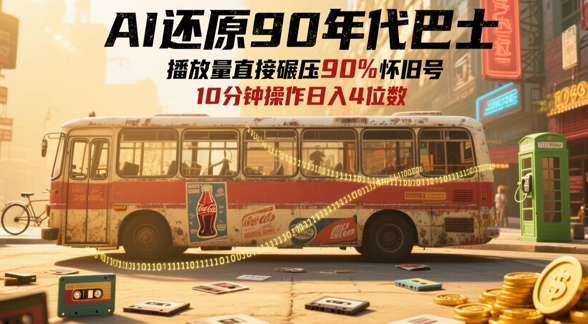 AI还原90年代巴士，一帧就让70后泪崩，播放量直接碾压90%怀旧号，每天操作十分钟，日入四位数-腾渊网创