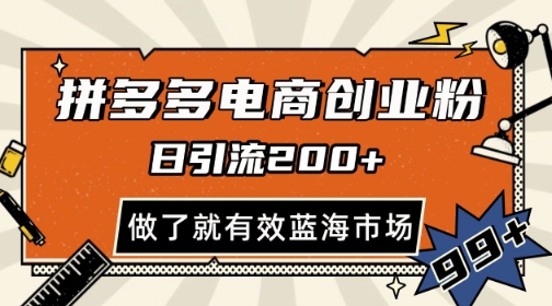 拼多多引流电商创业粉，日引200+，可矩阵放大，做了就有效【揭秘】-腾渊网创