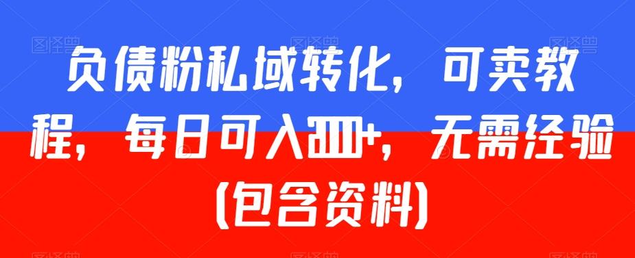 负债粉私域转化，可卖教程，每日可入2000+，无需经验（包含资料）【揭秘】-腾渊论坛