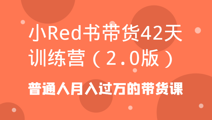 小Red书带货42天训练营(2.0版)普通人月入过万的带货课-腾渊网创