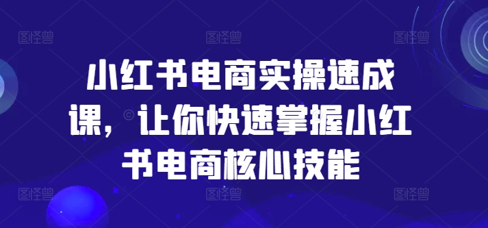 小红书电商实操速成课，让你快速掌握小红书电商核心技能-腾渊网创