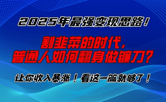 2025年最强变现思路，割韭菜的时代， 普通人如何翻身做镰刀？【揭秘】-腾渊网创