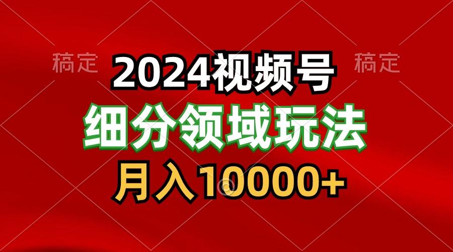 2024视频号分成计划细分领域玩法，每天5分钟，月入1W+-腾渊网创