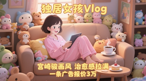 单个账号涨粉71W！用AI制作独居女孩Vlog，宫崎骏画风，治愈感拉满，一条广告报价3W-腾渊网创