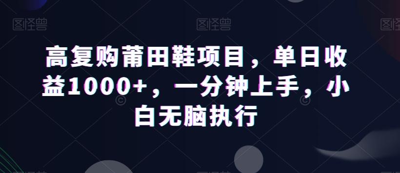 高复购莆田鞋项目，单日收益1000+，一分钟上手，小白无脑执行-腾渊论坛