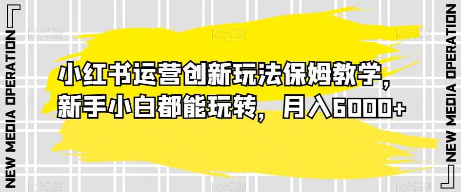 小红书运营创新玩法保姆教学，新手小白都能玩转，月入6000+【揭秘】-腾渊网创