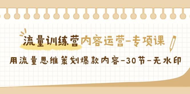 流量训练营之内容运营专项课，用流量思维策划爆款内容(30节课)-腾渊网创